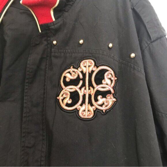 Coogi Vintage Jacket Blazer Cotton Brocade Embroidery Logo Studs Pocket Zip XXL - Picture 6 of 16